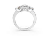 White gold Three-Stone Radiant Cut Solitaire Ring with Prong Setting on a Classic Band_98