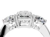 White gold Three-Stone Radiant Cut Solitaire Ring with Prong Setting on a Classic Band_99