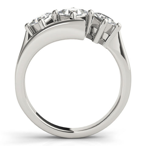 White gold Three-Stone Radiant Cut Tension Band Ring with Four-Prong Setting