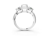 White gold Three-Stone Radiant Diamond Channel Set Engagement Ring with Prong Setting_14