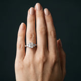 White gold Three-Stone Radiant Diamond Channel Set Engagement Ring with Prong Setting_3