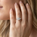 White gold Three-Stone Radiant Diamond Channel Set Engagement Ring with Prong Setting_5