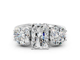 White gold Three-Stone Radiant Diamond Engagement Ring with Prong Setting on a Classic Band_3