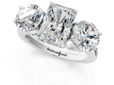 White gold Three-Stone Radiant Diamond Engagement Ring with Prong Setting on a Classic Band_4
