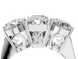 White gold Three-Stone Radiant Diamond Engagement Ring with Prong Setting on a Classic Band_7