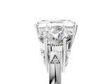 White gold Three-Stone Radiant Diamond Engagement Ring with Prong Setting on a Classic Band_8