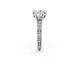 White gold Three-Stone Radiant Diamond Milgrain Pave Band with Prong Setting 2