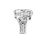 White gold Three-Stone Radiant Diamond Milgrain Pave Band with Prong Setting 5