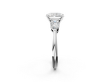 White gold Three-Stone Radiant Diamond Ring with Pear Side Stones in Four-Prong Setting_113