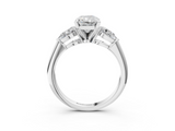 White gold Three-Stone Radiant Diamond Ring with Pear Side Stones in Four-Prong Setting_114