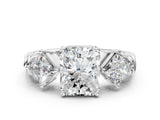White gold Three-Stone Radiant and Princess Cut Diamond Ring with Channel Band and Four-Prong Setting_28