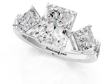 White gold Three-Stone Radiant and Princess Cut Diamond Ring with Channel Band and Four-Prong Setting_29