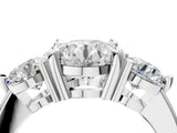 White gold Three-Stone Round Brilliant Cut Solitaire Ring with Prong Setting on a Classic Band 4