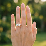 White gold Three-Stone Round Brilliant Cut Solitaire Ring with Prong Setting on a Classic Band_66