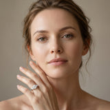 White gold Three-Stone Round Brilliant Cut Solitaire Ring with Prong Setting on a Classic Band_67