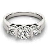 White gold Three-Stone Round Brilliant Diamond Ring with Channel Setting and White Gold Band 1