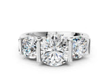 White gold Three-Stone Round Brilliant Diamond Ring with Channel Setting and White Gold Band_14