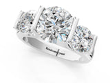 White gold Three-Stone Round Brilliant Diamond Ring with Channel Setting and White Gold Band_15