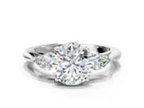 White gold Three-Stone Round Brilliant Diamond Solitaire Ring with Tapered Band and Four-Prong Setting_68