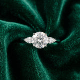 White gold Three-Stone Round Brilliant Diamond Solitaire Ring with Tapered Band and Four-Prong Setting_77