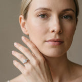 White gold Three-Stone Round Brilliant Diamond Solitaire Ring with Tapered Band and Four-Prong Setting_81