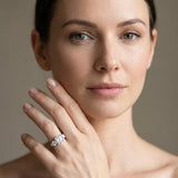 White gold Three-Stone Round Brilliant Diamond Trellis Ring with Comfort Fit Band_23