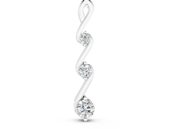 Silver Three-Stone Round Brilliant Prong Set Pendant