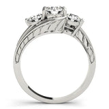 White gold Three-Stone Round Brilliant Split Shank Prong Set Ring 1