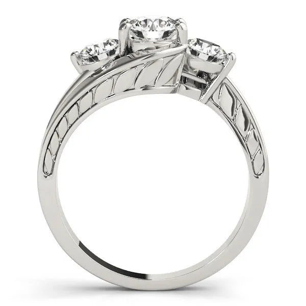 White gold Three-Stone Round Brilliant Split Shank Prong Set Ring