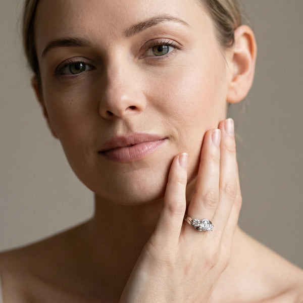 White gold Three-Stone Round Brilliant Split Shank Prong Set Ring