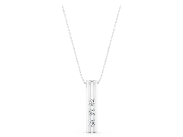 Silver Three-Stone Round Channel Set Pendant
