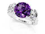 White gold Three-Stone Round Cut Amethyst Braided Band Ring with Four-Prong Setting_13
