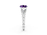 White gold Three-Stone Round Cut Amethyst Braided Band Ring with Four-Prong Setting_14