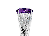 White gold Three-Stone Round Cut Amethyst Braided Band Ring with Four-Prong Setting_17
