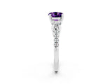 White gold Three-Stone Round Cut Amethyst Pavé Band with Four-Prong Setting_2