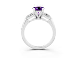 White gold Three-Stone Round Cut Amethyst Ring with Pear Side Stones and Four-Prong Setting_27