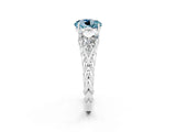 White gold Three-Stone Round Cut Aquamarine Braided Band Ring with Four-Prong Setting_14