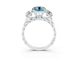 White gold Three-Stone Round Cut Aquamarine Braided Band Ring with Four-Prong Setting_15