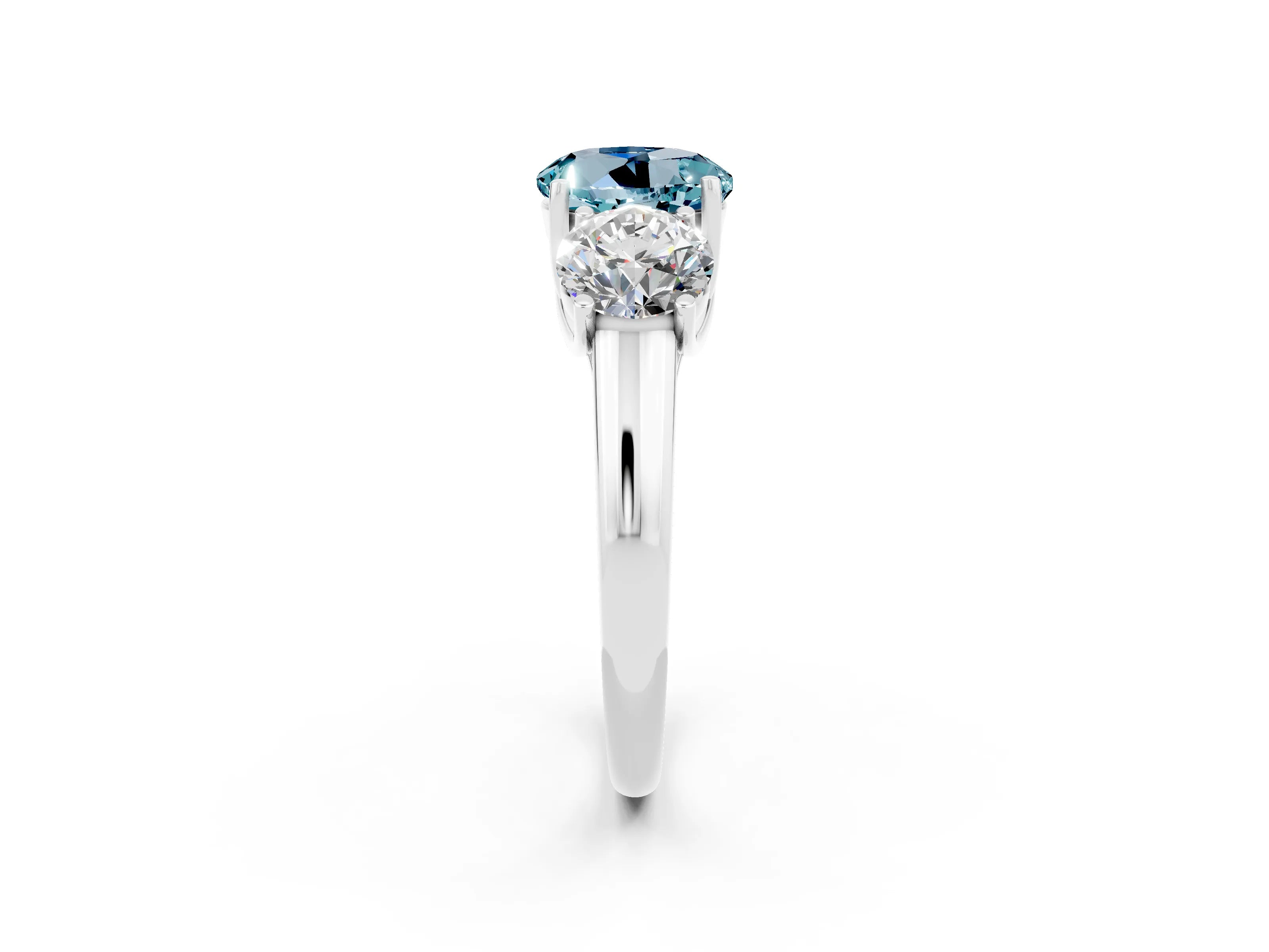 White gold Three-Stone Round Cut Aquamarine Engagement Ring with Prong Setting_2