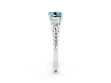 White gold Three-Stone Round Cut Aquamarine Pavé Band with Four-Prong Setting_2