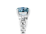 White gold Three-Stone Round Cut Aquamarine Pavé Band with Four-Prong Setting_5