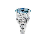 White gold Three-Stone Round Cut Aquamarine Ring with Pavé Band and Prong Setting_17
