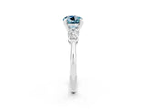 White gold Three-Stone Round Cut Aquamarine Ring with Pear Side Stones and Four-Prong Setting_26