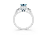 White gold Three-Stone Round Cut Aquamarine Ring with Pear Side Stones and Four-Prong Setting_27