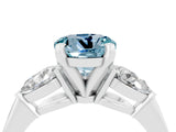 White gold Three-Stone Round Cut Aquamarine Ring with Pear Side Stones and Four-Prong Setting_28