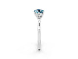 White gold Three-Stone Round Cut Aquamarine Ring with Pear  Side Stones in Four-Prong Setting_14