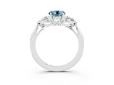 White gold Three-Stone Round Cut Aquamarine Ring with Pear  Side Stones in Four-Prong Setting_15