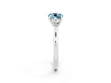 White gold Three-Stone Round Cut Aquamarine Ring with Pear  Side Stones in Four-Prong Setting_50