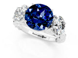 White gold Three-Stone Round Cut Blue Sapphire Braided Band Ring with Four-Prong Setting_13