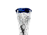 White gold Three-Stone Round Cut Blue Sapphire Braided Band Ring with Four-Prong Setting_17